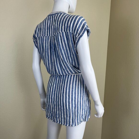 Rails Women's Size XS Blue Emma Mykonos Stripe Linen Mini Dress Cover Up Resort - Picture 13 of 17